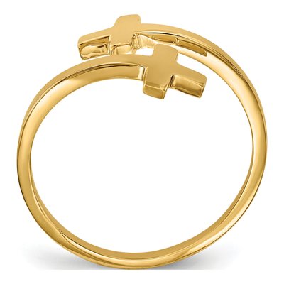 14K Yellow Gold Double Cross Bypass Ring – view 3