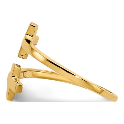 14K Yellow Gold Double Cross Bypass Ring – view 4
