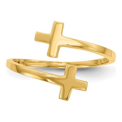 14K Yellow Gold Double Cross Bypass Ring – view 5