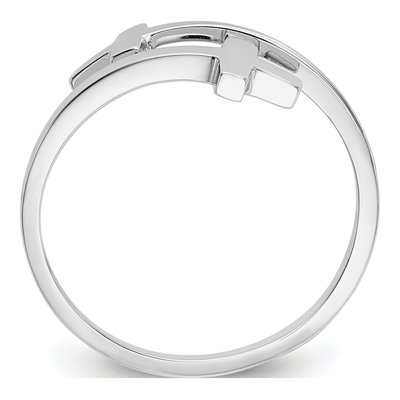14K White Gold Double Cross Bypass Ring – view 3