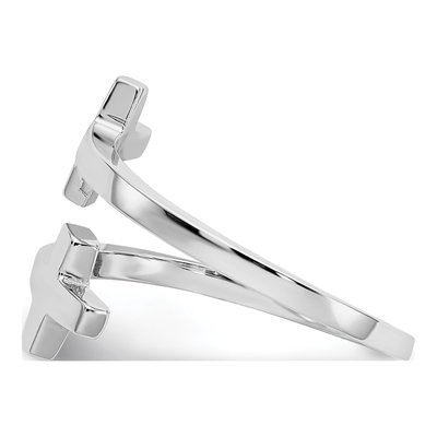14K White Gold Double Cross Bypass Ring – view 4