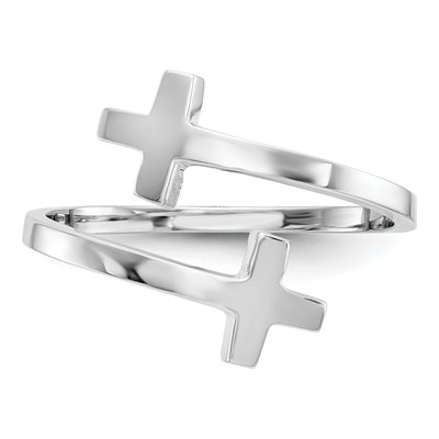 14K White Gold Double Cross Bypass Ring – view 6