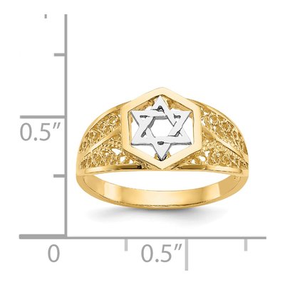 14K Two-Tone Gold Star of David Ring – view 5