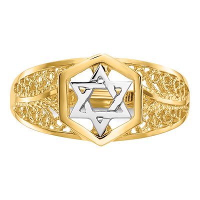 14K Two-Tone Gold Star of David Ring – view 6