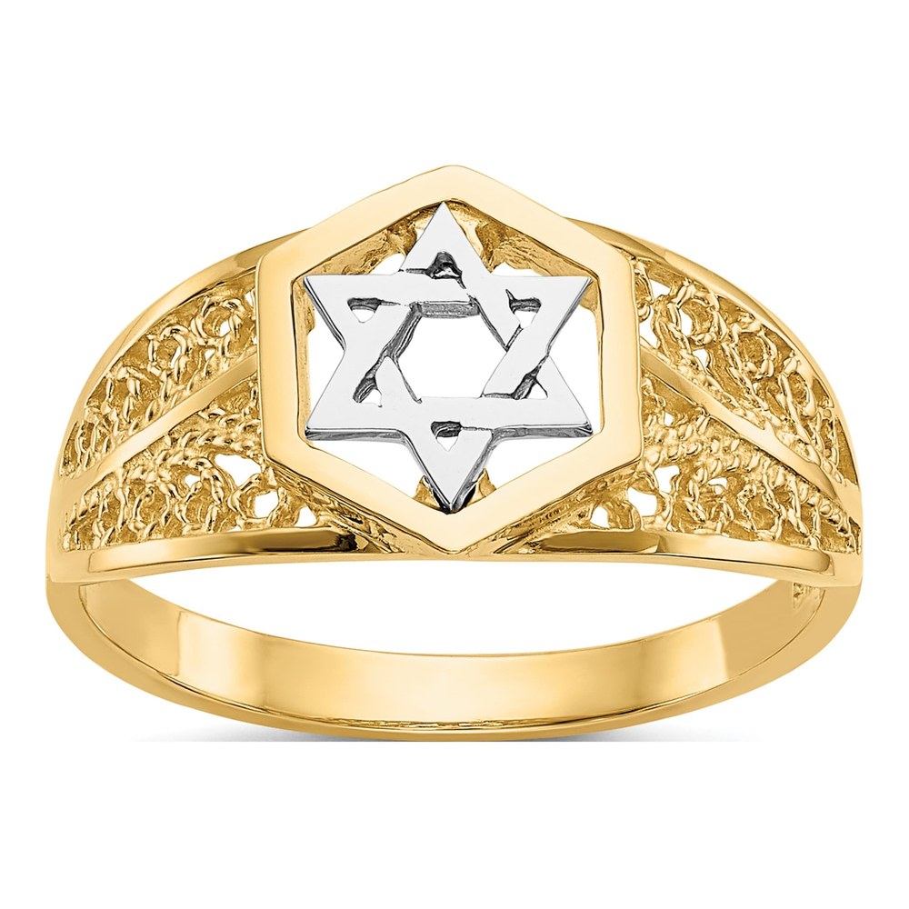 14K Two-Tone Gold Star of David Ring