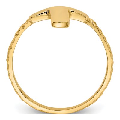 14K Yellow Gold Textured Cross Ring – view 3