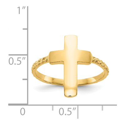 14K Yellow Gold Textured Cross Ring – view 5