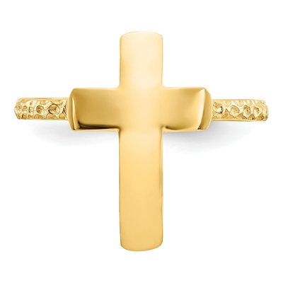 14K Yellow Gold Textured Cross Ring – view 6