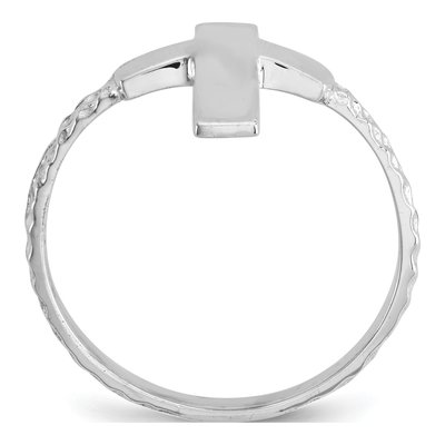 14K White Gold Cross Ring – view 3