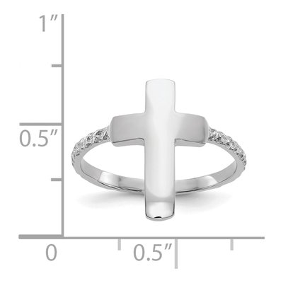 14K White Gold Cross Ring – view 4