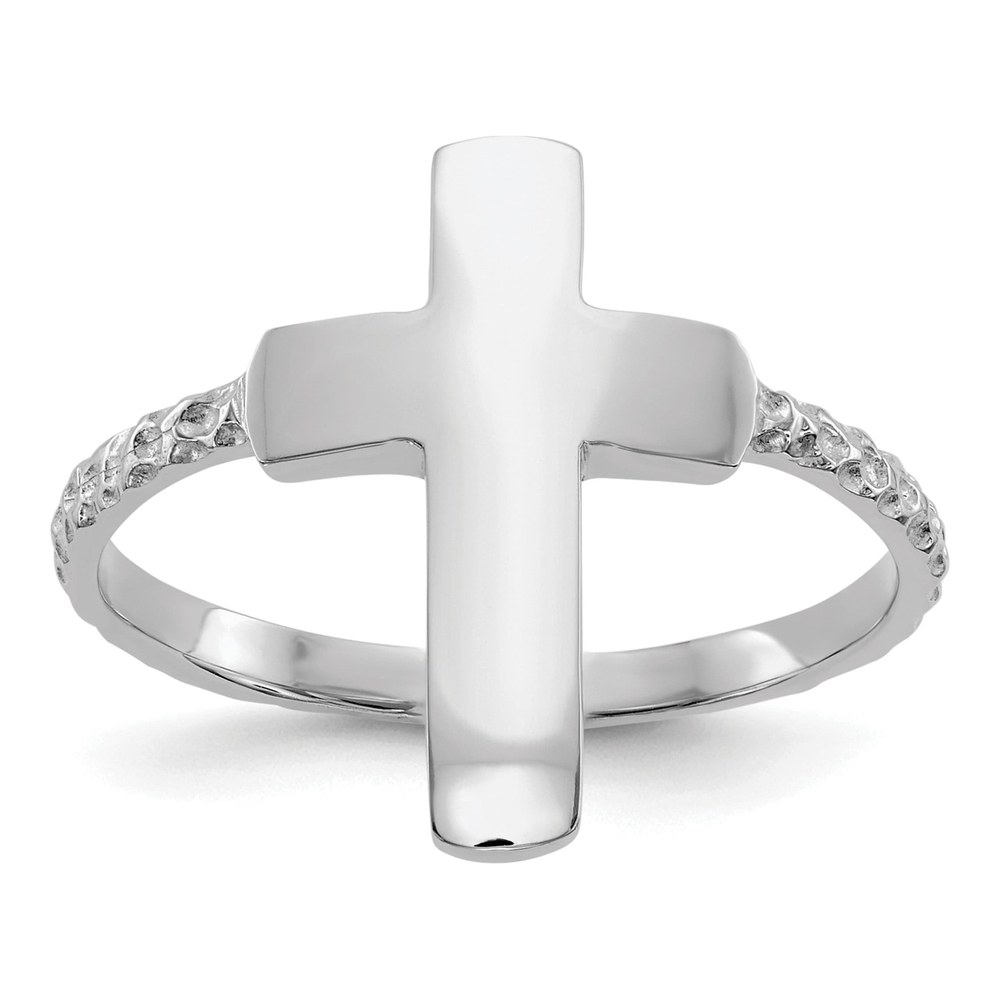 14K White Gold Cross Ring