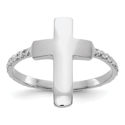 14K White Gold Cross Ring