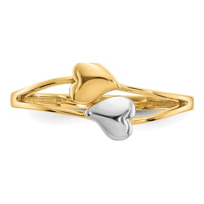14K Yellow Gold Double Heart Ring – view 6