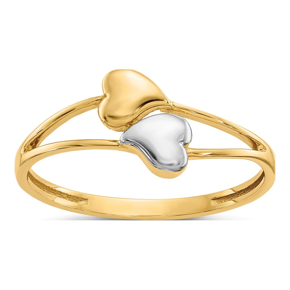 14K Yellow Gold Double Heart Ring