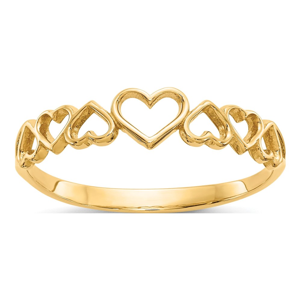 14K Yellow Gold Hearts Ring
