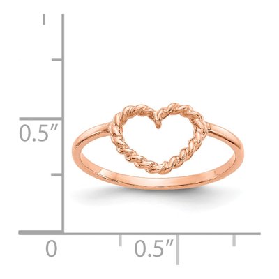 14K Rose Gold Twisted Heart Ring – view 5