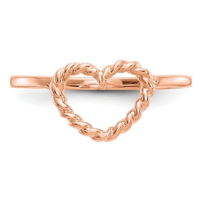 14K Rose Gold Twisted Heart Ring – view 6