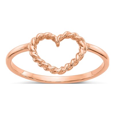 14K Rose Gold Twisted Heart Ring