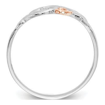 14K White Gold Hearts Leaves Ring – view 3