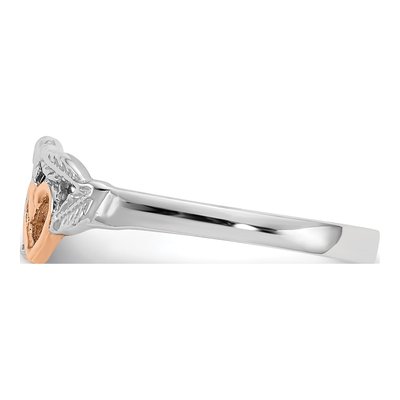 14K White Gold Hearts Leaves Ring – view 4