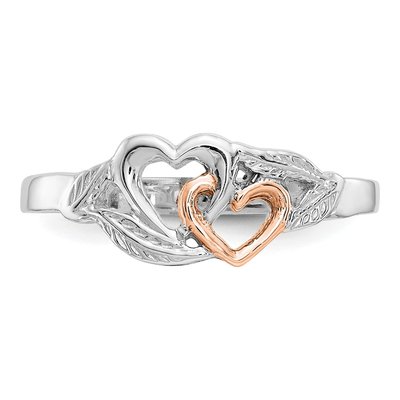14K White Gold Hearts Leaves Ring – view 6
