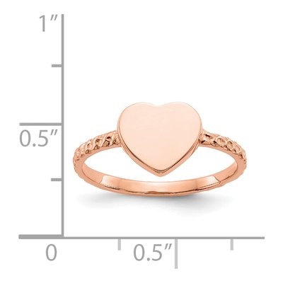14K Rose Gold Textured Heart Ring – view 5