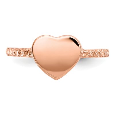14K Rose Gold Textured Heart Ring – view 6
