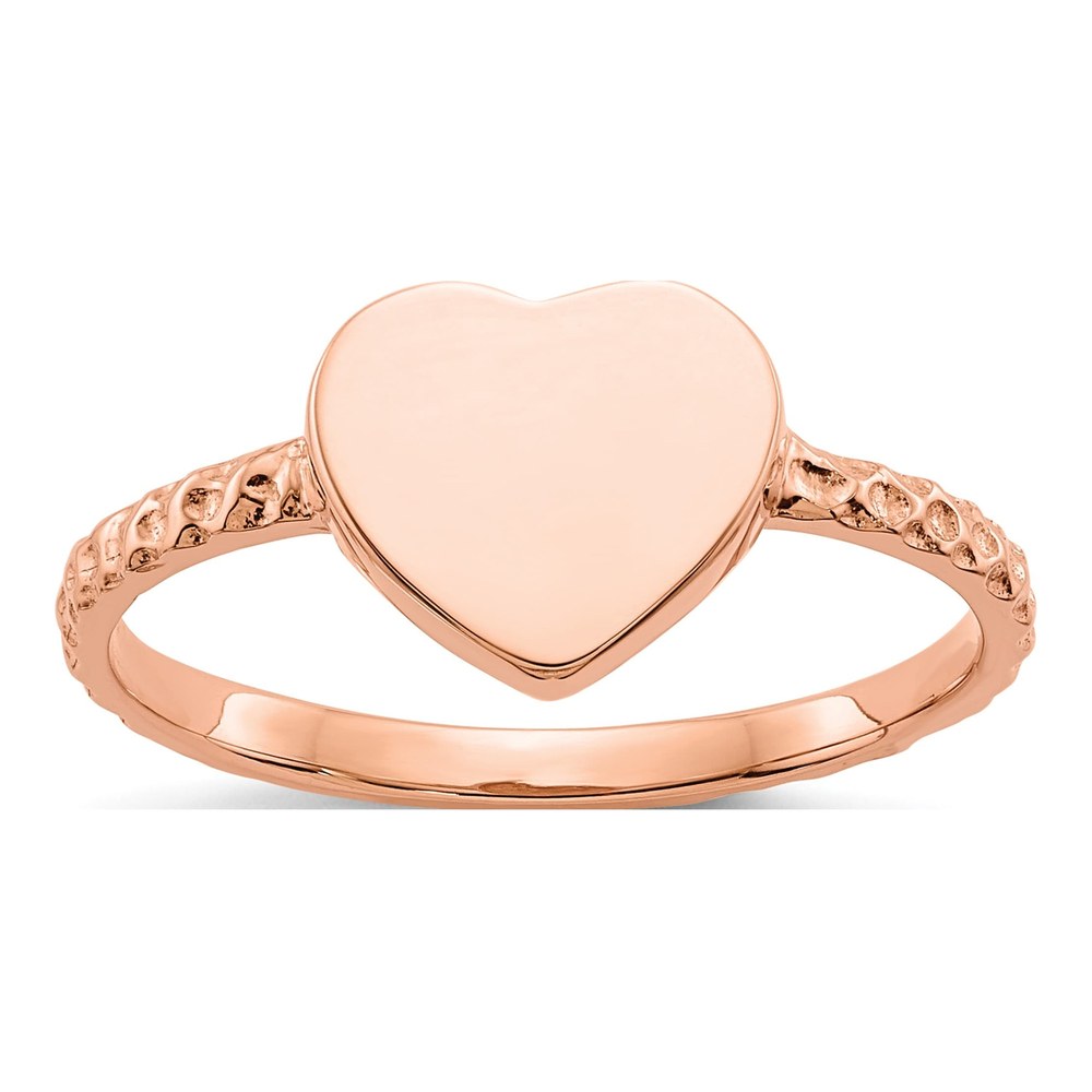 14K Rose Gold Textured Heart Ring