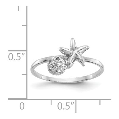 14K White Gold Starfish Sand Dollar Ring – view 5