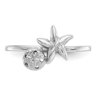 14K White Gold Starfish Sand Dollar Ring – view 6