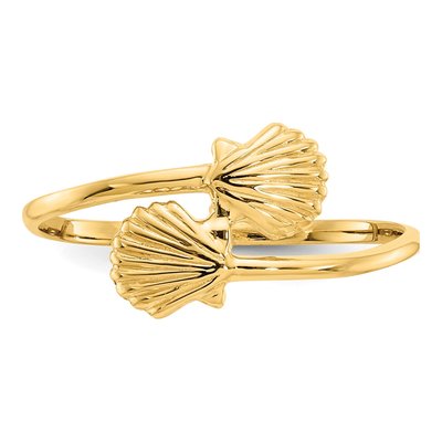 14K Yellow Gold Shells Bypass Ring – view 6