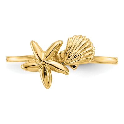 14K Yellow Gold Shell Starfish Ring – view 6