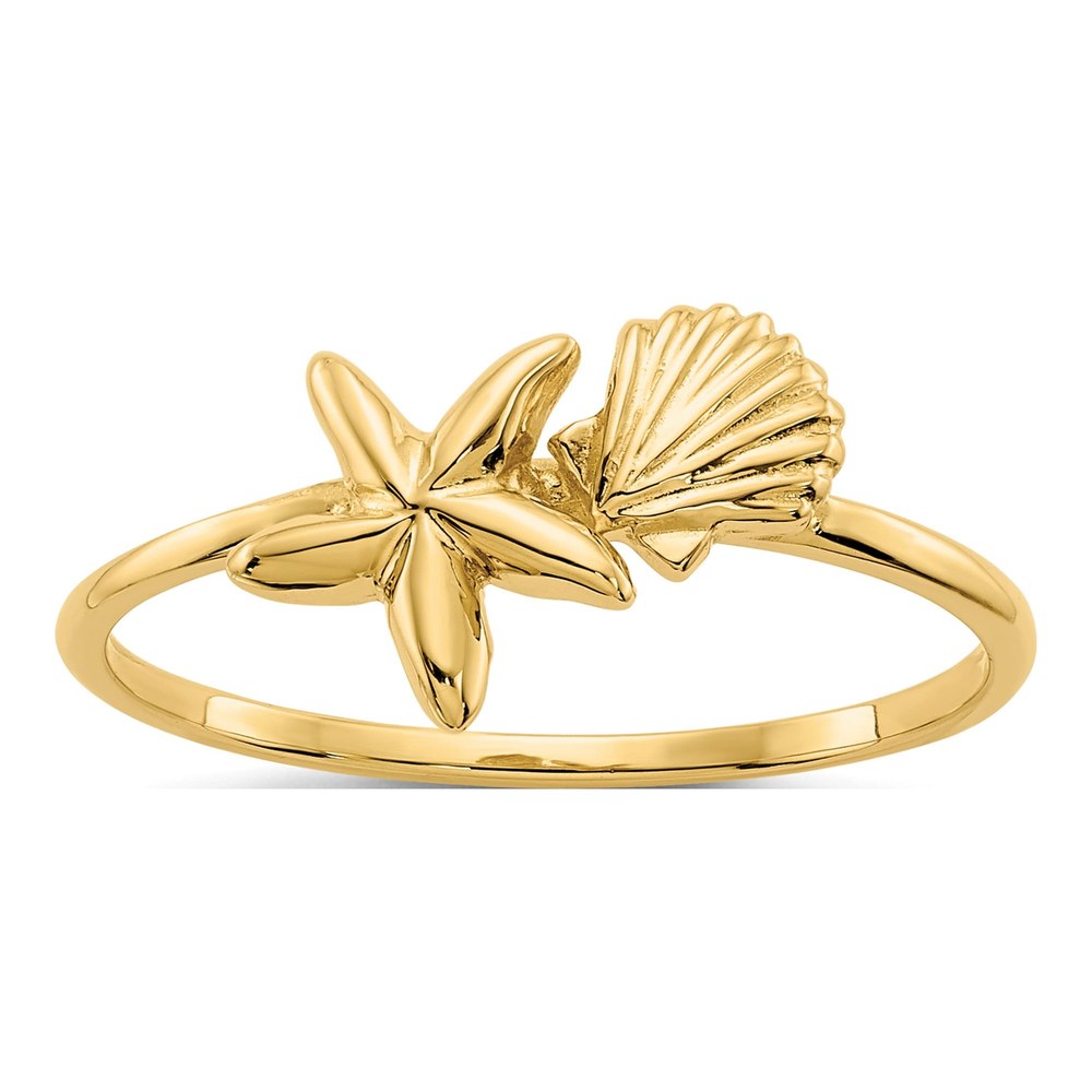 14K Yellow Gold Shell Starfish Ring