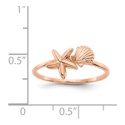 14K Rose Gold Shell Starfish Ring – view 4