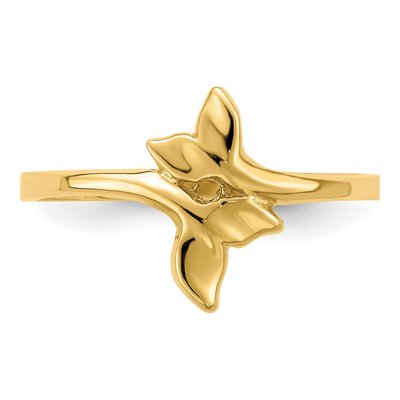 14K Yellow Gold Double Whale Tails Bypass Ring – view 6