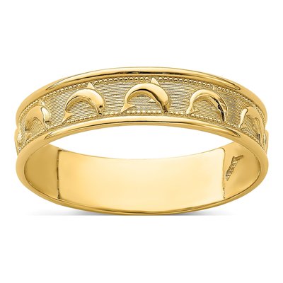 14K Yellow Gold Dolphin Thumb Ring