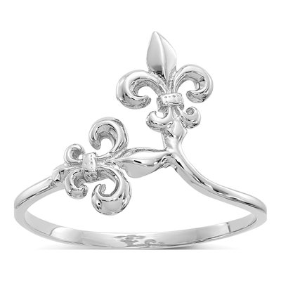 14K White Gold Fleur de Lis Ring