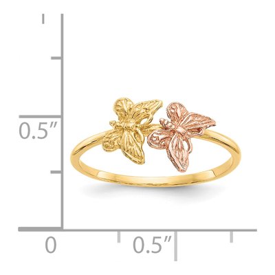 14K Two-Tone Gold Two Butterflies Ring – view 5