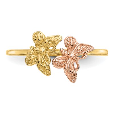 14K Two-Tone Gold Two Butterflies Ring – view 6