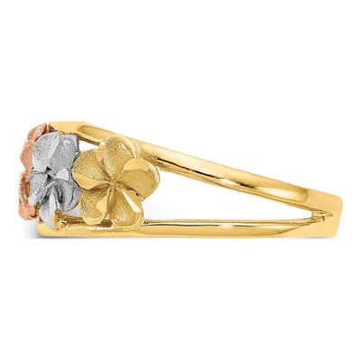 14K Two-Tone Gold Plumeria Flower Ring – view 4