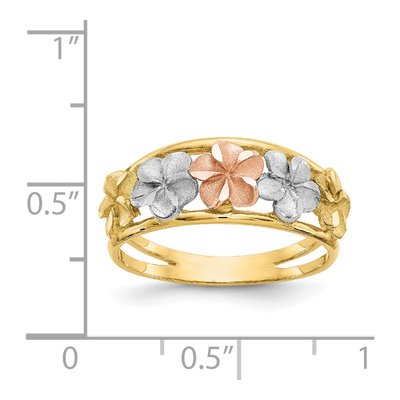 14K Two-Tone Gold Plumeria Flower Ring – view 5