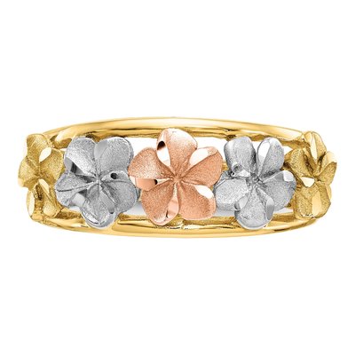 14K Two-Tone Gold Plumeria Flower Ring – view 6
