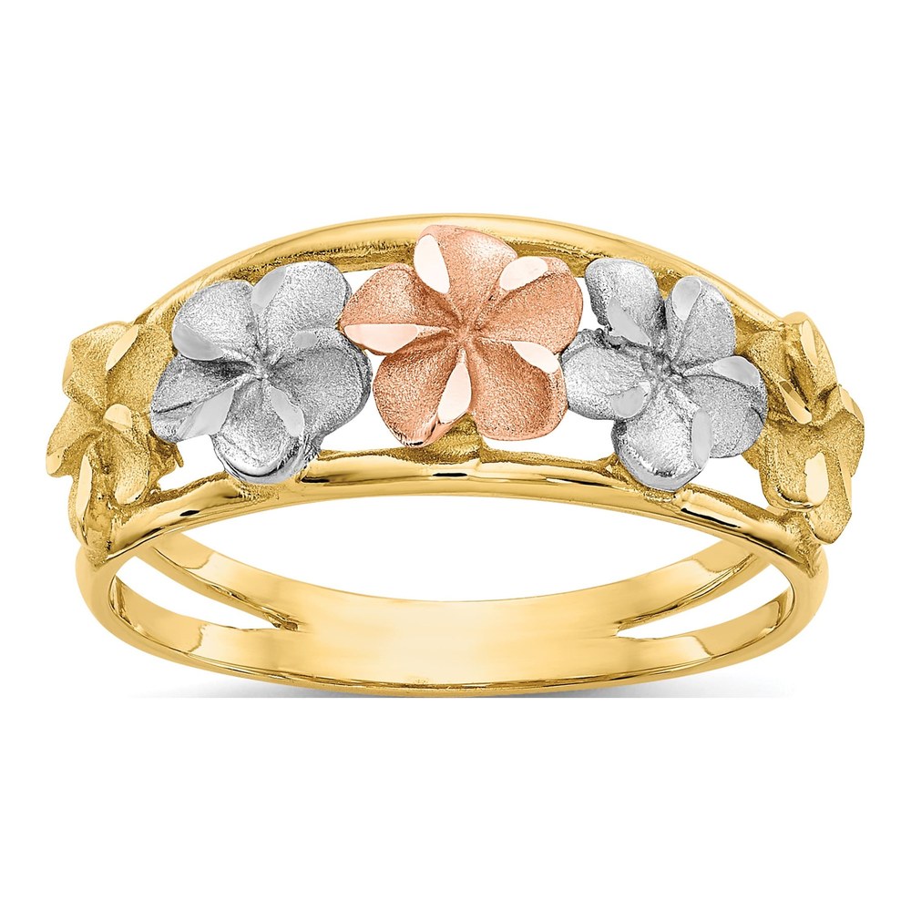 14K Two-Tone Gold Plumeria Flower Ring