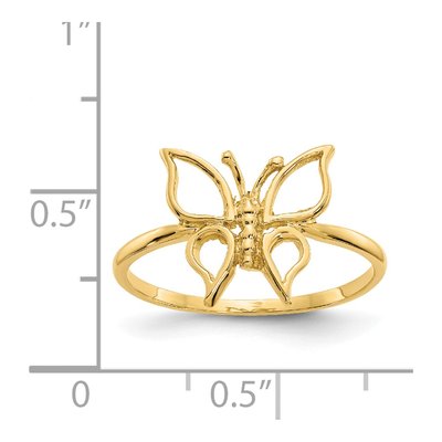 14K Yellow Gold Polished Butterfly Ring – view 5