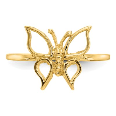 14K Yellow Gold Polished Butterfly Ring – view 6