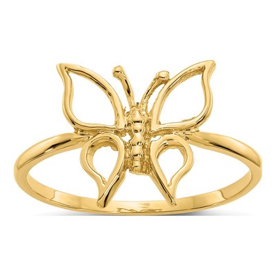 14K Yellow Gold Polished Butterfly Ring