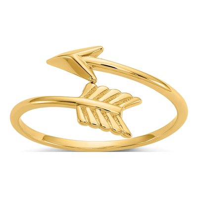 14K Yellow Gold Arrow Bypass Ring