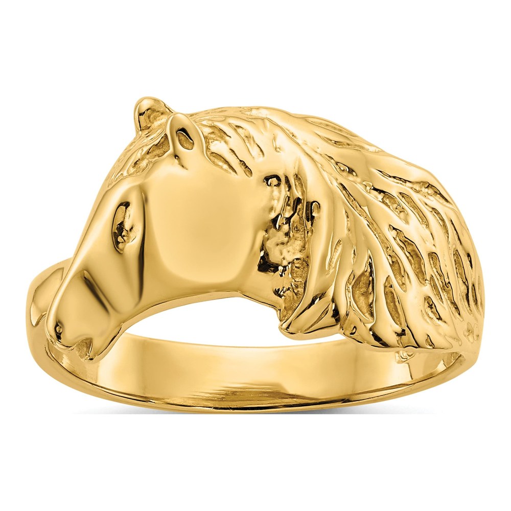 14K Yellow Gold Horse Head Ring
