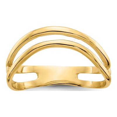 14K Yellow Gold Double Wave Thumb Ring