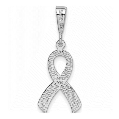 14K White Gold Awareness Ribbon Pendant – view 4